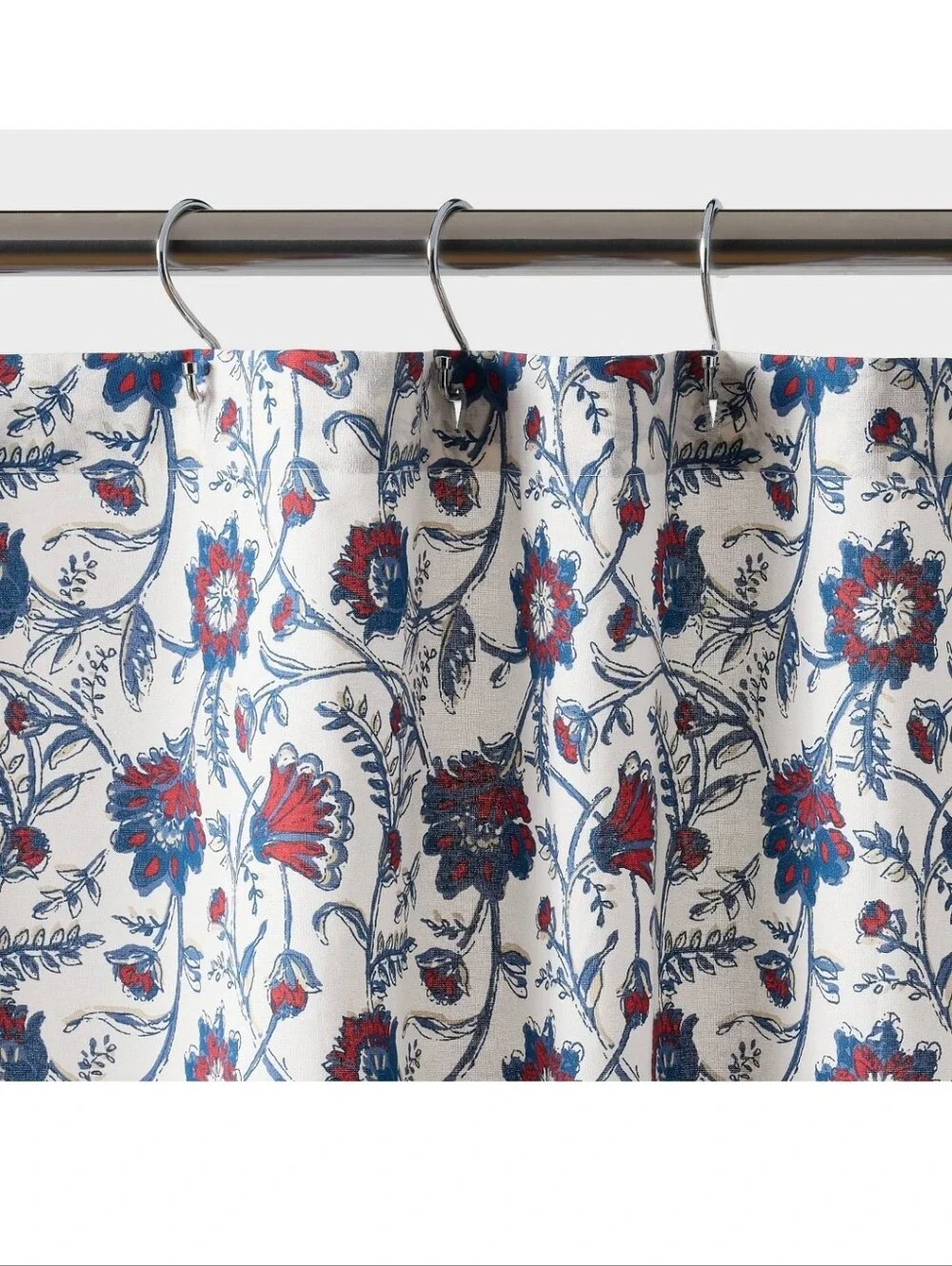 Threshold NWT Floral Block Print Cotton Shower Curtain In Americana 72